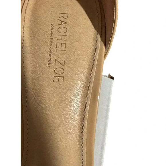 - Rachel Zoe  Beige Patent Leather Stiletto Sandals Size 8 Open Toe Ankle strap - Picture 7 of 10